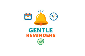 Gentle reminders icon with bell calendar clock and check mark