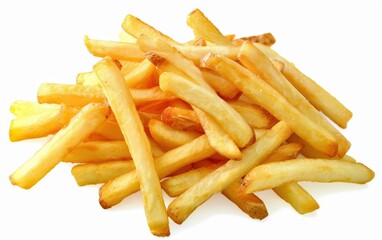 A golden pile of crispy French fries, perfectly cooked and ready to be enjoyed as a tasty snack or side dish.