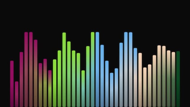Multicolor Audio Spectrum Visualizer for Video Podcast Overlay, 4K Neon Loop Background for DJ & Talk Show