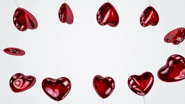 Valentines Day frame of candy hearts on a stick