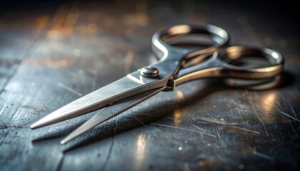 Close-up of metal scissor blades showing fine scratches and reflective surface details, shallow depth of field emphasizing texture and precision craftsmanship.