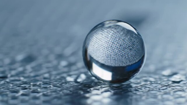 Water Droplet Rolling on Hydrophobic Nanotech Grid Lotus Effect Macro