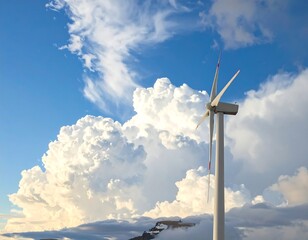 Wind Turbine Against a Dramatic Sky - Renewable Energy Source.