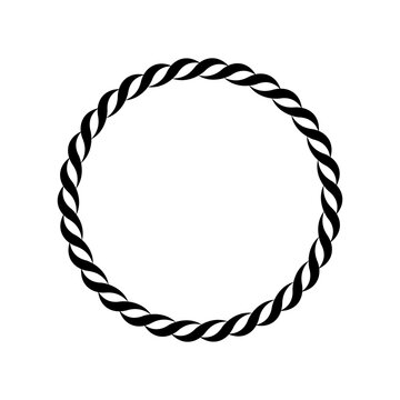 A circular black twisted rope border forming a minimalist frame on a white background