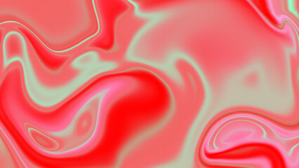 Abstract fluid wave background in vibrant coral and mint green, smooth glossy texture for modern design, branding, or digital art projects