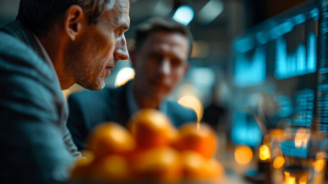 Two businessmen collaborate on a financial strategy in the office space - Powered by Adobe