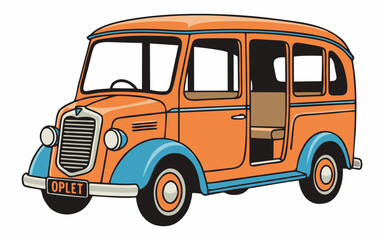 Retro Orange Mini-Bus Illustration