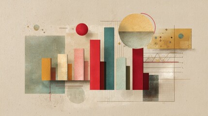Vintage meets future data charts on textured paper, retro futuristic style, muted pastel colors, collage illustration, business insight storytelling.