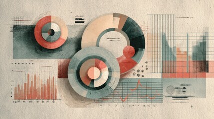 Vintage meets future data charts on textured paper, retro futuristic style, muted pastel colors, collage illustration, business insight storytelling.