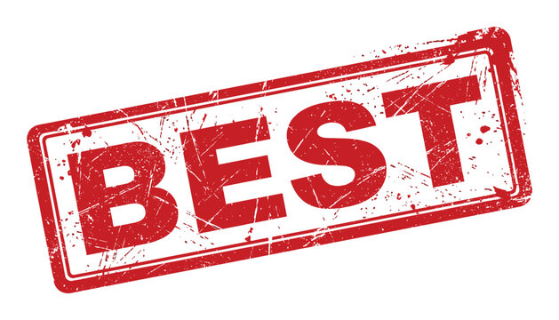 Best, red grunge rubber stamp vector illustration on transparency grid background, dirty effect, ink