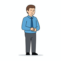 Obraz premium Cartoon businessman in formal attire standing confidently