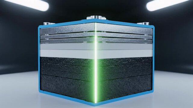 3D Solid State Battery Cross-Section Layers Stacking with Green Energy Pulse
