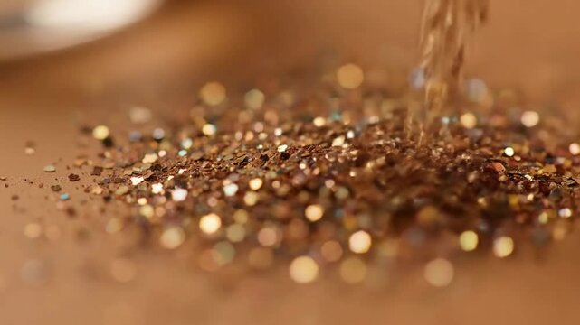 Natural Light Refraction Focus on the intricate dance of light as it hits the irregular surfaces of organic glitter, creating dynamic, shifting specular highlights.