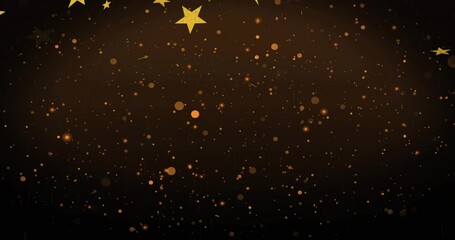 Glittering festive backdrop showing centered gold star cutouts over dark gradient with bokeh