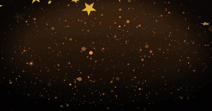 Glittering festive backdrop showing centered gold star cutouts over dark gradient with bokeh