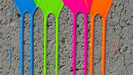 Vibrant paint drips on textured surface abstract artwork design