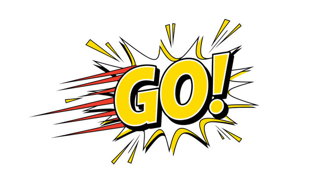 Comic Style Go Text with Explosion.