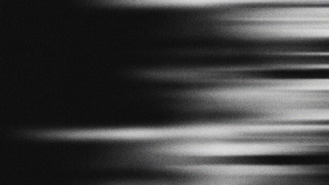 Black and white abstract background with heavy grain texture, featuring horizontal motion blur and dark cinematic gradients.
