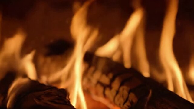 Subtle Hearth Flicker Close-up; Warm Tones