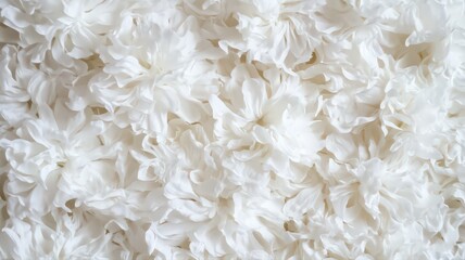 Soft Focus Full Frame of Lush White Chrysanthemums on Natural Background with Delicate Texture