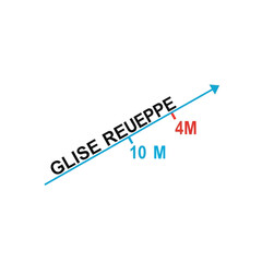 Directional arrow with text and measurements