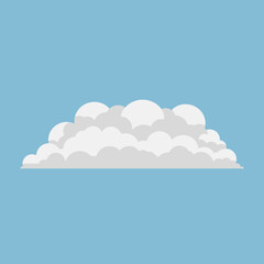 Fototapeta premium Fluffy cumulus cloud on blue sky background, flat illustration