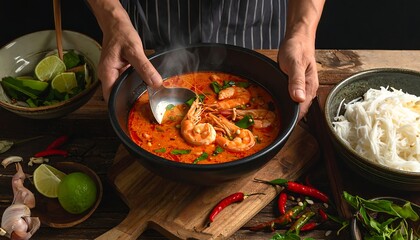 Delicious Tom Yum Soup with Shrimp - A Culinary Delight.