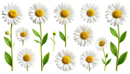 Fototapeta premium Daisy Flower Botanical Elements Set Isolated Stock