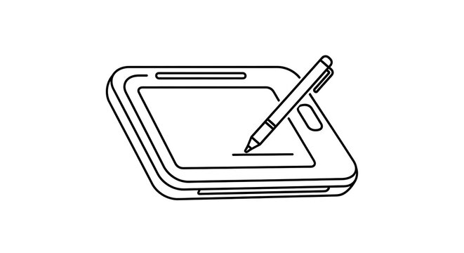 Graphic Tablet with Stylus Pen Illustration. - Powered by Adobe
