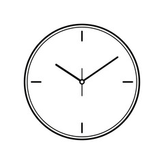 Minimalist Clock Face Icon, Simple Line Art, Time Symbol