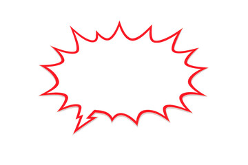 Comic book style red speech bubble or text balloon with jagged outline, communication concept, transparent background