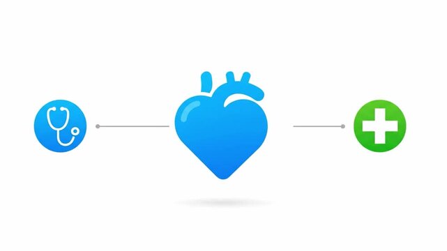 A visual representation of medical care, diagnosis, and treatment connected to heart health.
