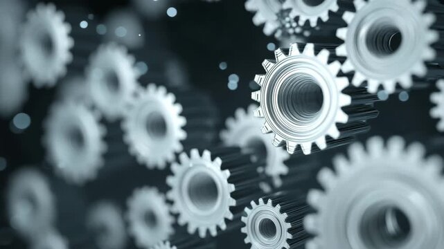 metal gear rotation with bokeh light