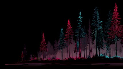 Abstract dark neon forest 