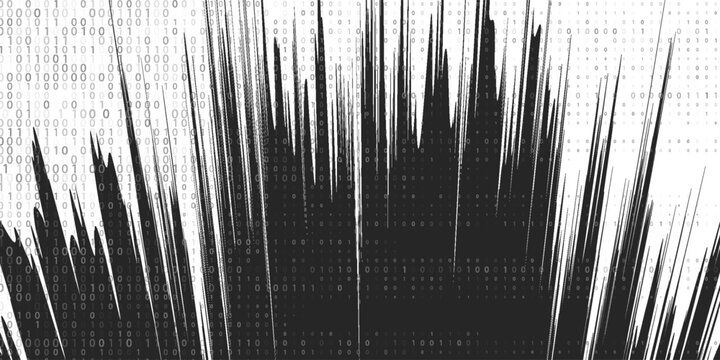 Abstract binary code wave of ones and zeros. Vector graphic pattern with digital stream
