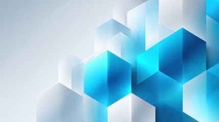 Obraz premium Abstract geometric background with blue and white hexagon shapes creating a modern digital design, suitable for technology and corporate themes.