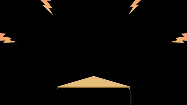 Vibrant graphic design elements with lightning bolts and arrow on black background, conveying energy and movement.
