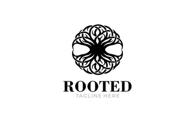 Illustration vector graphic of a tree root shape on a white background logo design template