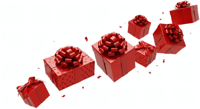 Red Gift Boxes with Bow Decoration.