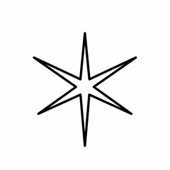 Obraz premium Compass star black vector icon, simple navigation symbol for direction, travel, map design, logo, adventure, and outdoor branding