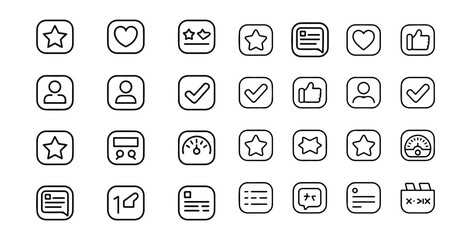 Fototapeta premium Minimalist user interface elements for website navigation and customer feedback symbols vector