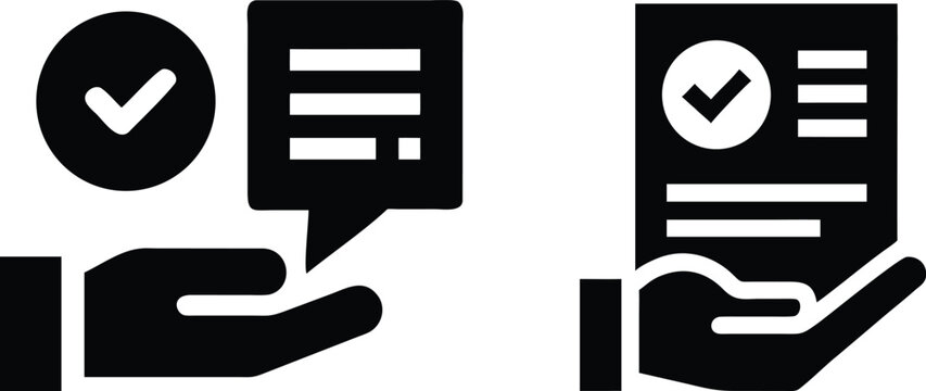 Hand offering check marked document with approval