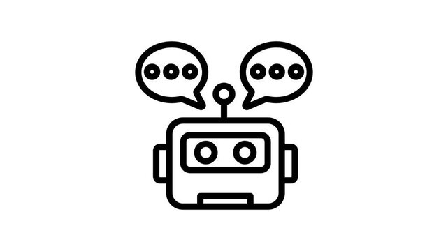 Chatbot Outline Animation 2D Cartoon 4K Video. Relate To Product Offering, Marketing, Commerce And Shopping. Editable On Transparent Background Alpha Channel.