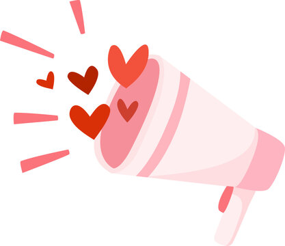 Illustration of Megaphone With Hearts