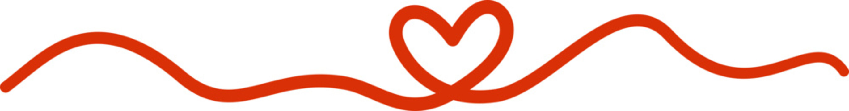 Red Heart Divider Line Illustration 