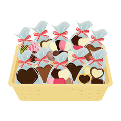 バスケットに入ったバレンタインチョコ