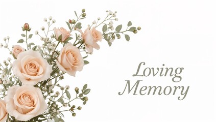 Elegant In Loving Memory Condolence Card with Pastel Floral Bouquet, High-Resolution Sympathy  for Memorials & Funeral Announcements