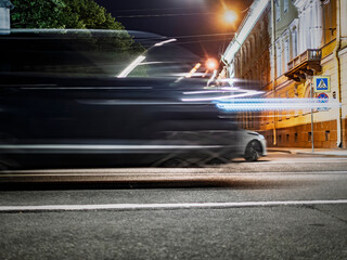 Long exposure of car light trails at night. Motion blur and city lights. © LemPro Filming Life