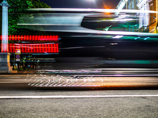 Long exposure of car light trails at night. Motion blur and city lights. © LemPro Filming Life
