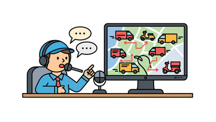 Dispatcher Tracking Delivery Vehicles on a Digital Map